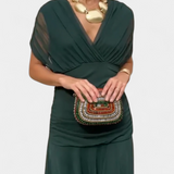 Elegante abito lungo da donna con scollo a V e stampa floreale – Abito estivo lungo e fluido