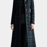 Greta™ | Cappotto quadri blu-verde mezza lunghezza