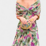 Elegante abito lungo da donna con scollo a V e stampa floreale – Abito estivo lungo e fluido