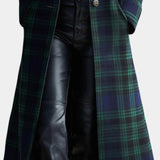 Greta™ | Cappotto quadri blu-verde mezza lunghezza