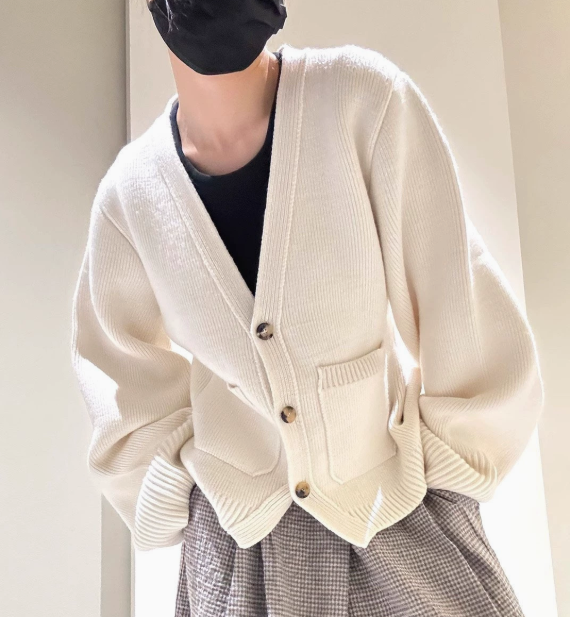 Donna - Cardigan con maniche voluminose e tasche