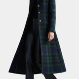 Greta™ | Cappotto quadri blu-verde mezza lunghezza
