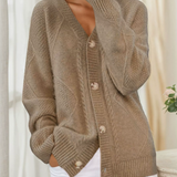 Donna - Cardigan a maniche lunghe lavorato a maglia - Bottoni frontali
