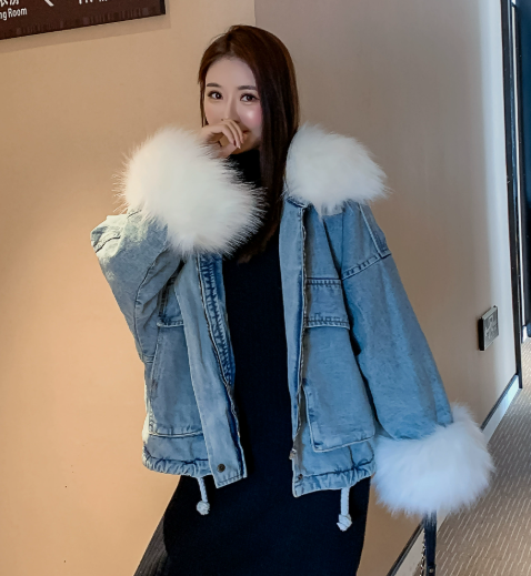 Donna - Giacca in denim - Rivestimento in pelliccia sintetica