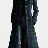 Greta™ | Cappotto quadri blu-verde mezza lunghezza