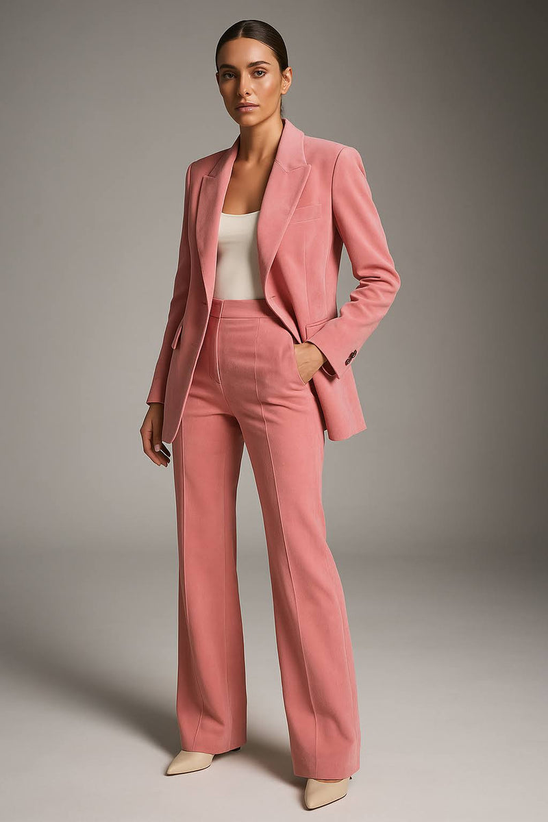 Completo Donna a Due Pezzi – Poliestere Leggero, Blazer Slim Fit con Pantaloni Ampi per Ufficio o Occasioni Formali