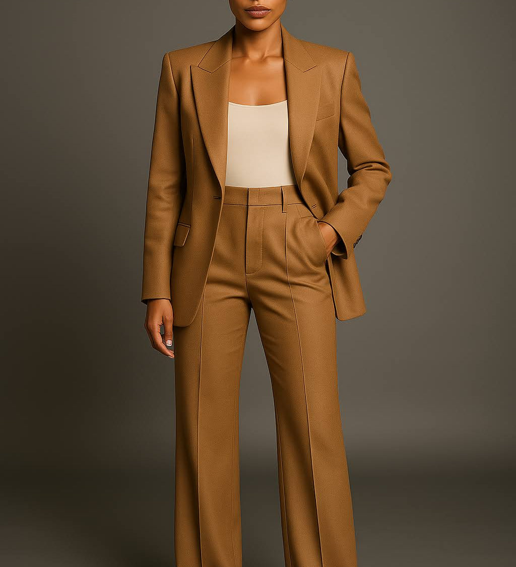 Completo Donna a Due Pezzi – Poliestere Leggero, Blazer Slim Fit con Pantaloni Ampi per Ufficio o Occasioni Formali