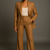 Completo Donna a Due Pezzi – Poliestere Leggero, Blazer Slim Fit con Pantaloni Ampi per Ufficio o Occasioni Formali