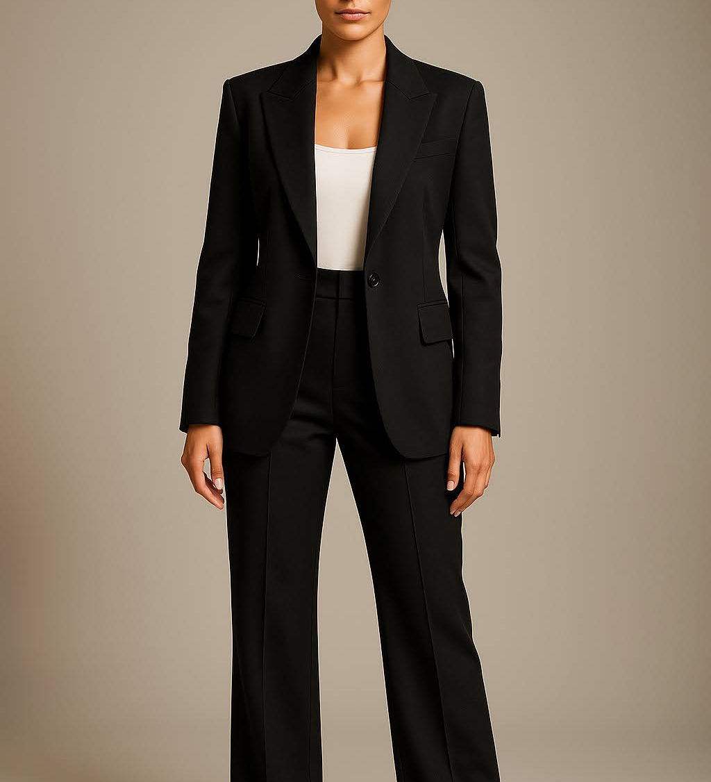 Completo Donna a Due Pezzi – Poliestere Leggero, Blazer Slim Fit con Pantaloni Ampi per Ufficio o Occasioni Formali