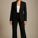 Completo Donna a Due Pezzi – Poliestere Leggero, Blazer Slim Fit con Pantaloni Ampi per Ufficio o Occasioni Formali