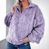 Donna - Pullover in pelliccia sintetica - Trapuntato con zip