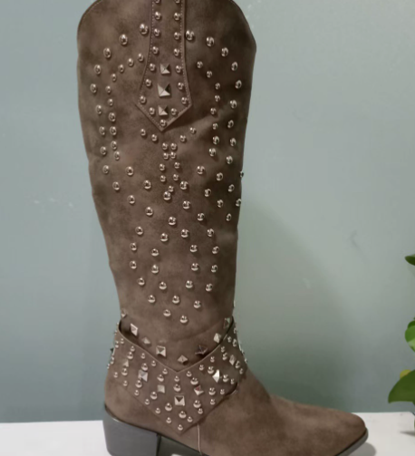 Donna - Stivali da cowboy alti fino al ginocchio - Rivetati