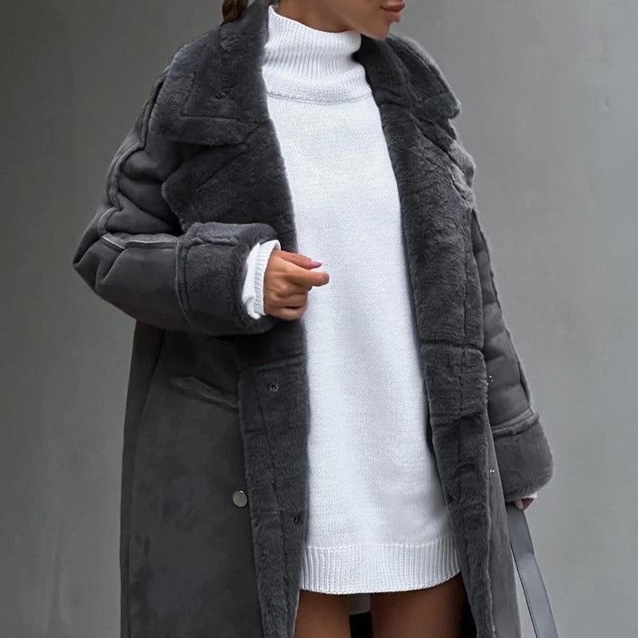 Donna - Cappotto oversize in finto shearling - Lunghezza al ginocchio