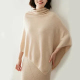 Donna - Top poncho - Miscela di lana - Scollo a cappuccio