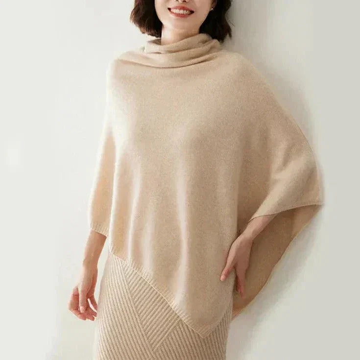 Donna - Top poncho - Miscela di lana - Scollo a cappuccio