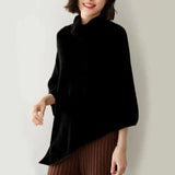 Donna - Top poncho - Miscela di lana - Scollo a cappuccio