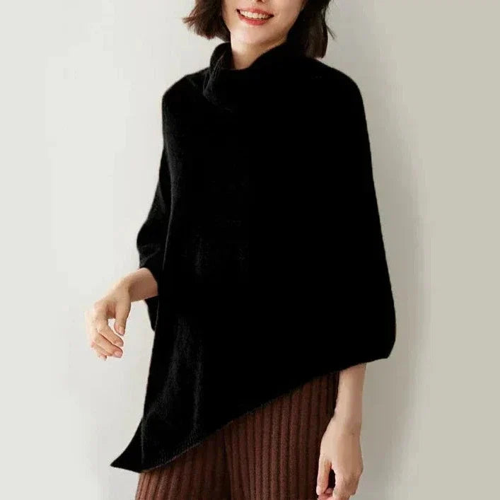 Donna - Top poncho - Miscela di lana - Scollo a cappuccio