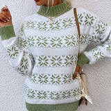 Donna - Maglione in maglia con design a fiocco di neve - Miscela di lana