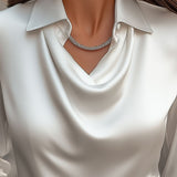 Blusa Femminile Sottile – Con Collo Drappeggiato, Adatta per Lavoro e Uso Quotidiano
