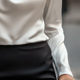 Blusa Femminile Sottile – Con Collo Drappeggiato, Adatta per Lavoro e Uso Quotidiano