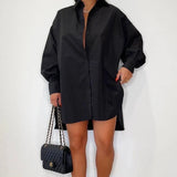 Abito Mini Oversized Donna – Casual per Primavera e Estate, Con Bottoni e Maniche Corte