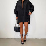 Abito Mini Oversized Donna – Casual per Primavera e Estate, Con Bottoni e Maniche Corte