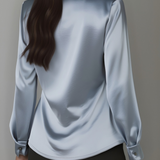 Blusa Femminile Sottile – Con Collo Drappeggiato, Adatta per Lavoro e Uso Quotidiano