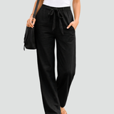 Pantaloni donna in lino gamba ampia con coulisse - Morbidi e leggeri