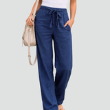 Pantaloni donna in lino gamba ampia con coulisse - Morbidi e leggeri