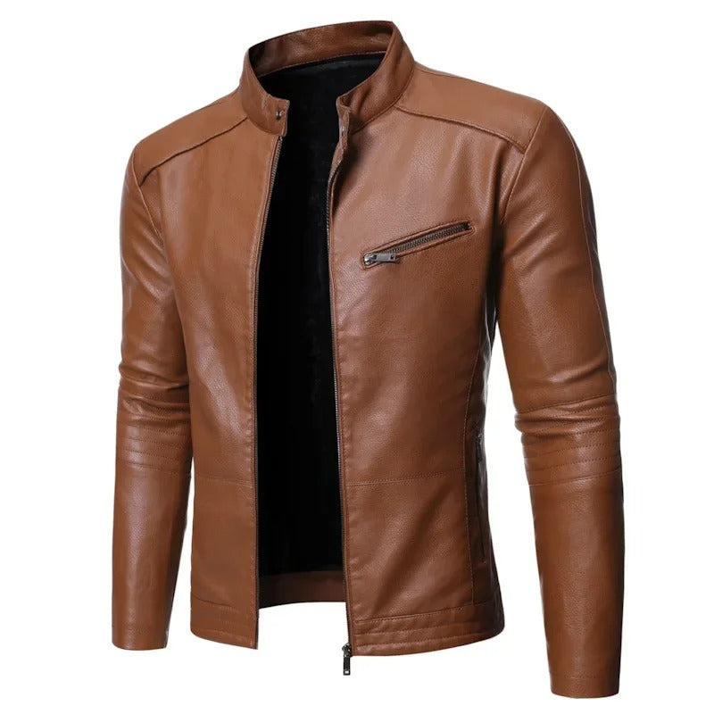 Ilaria™ | Giacca in pelle con zip frontale