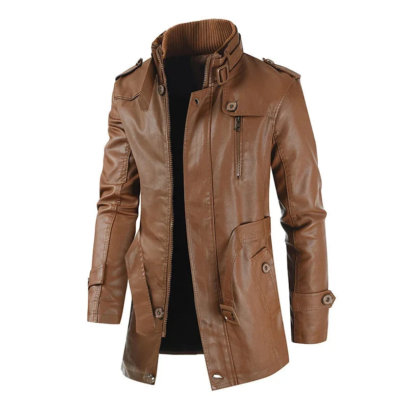 Isabella™ | Giacca biker in pelle con lunghezza lunga