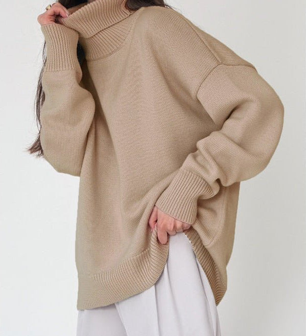 Maglione oversize da donna a collo alto – maglia invernale morbida per stratificare ogni giorno