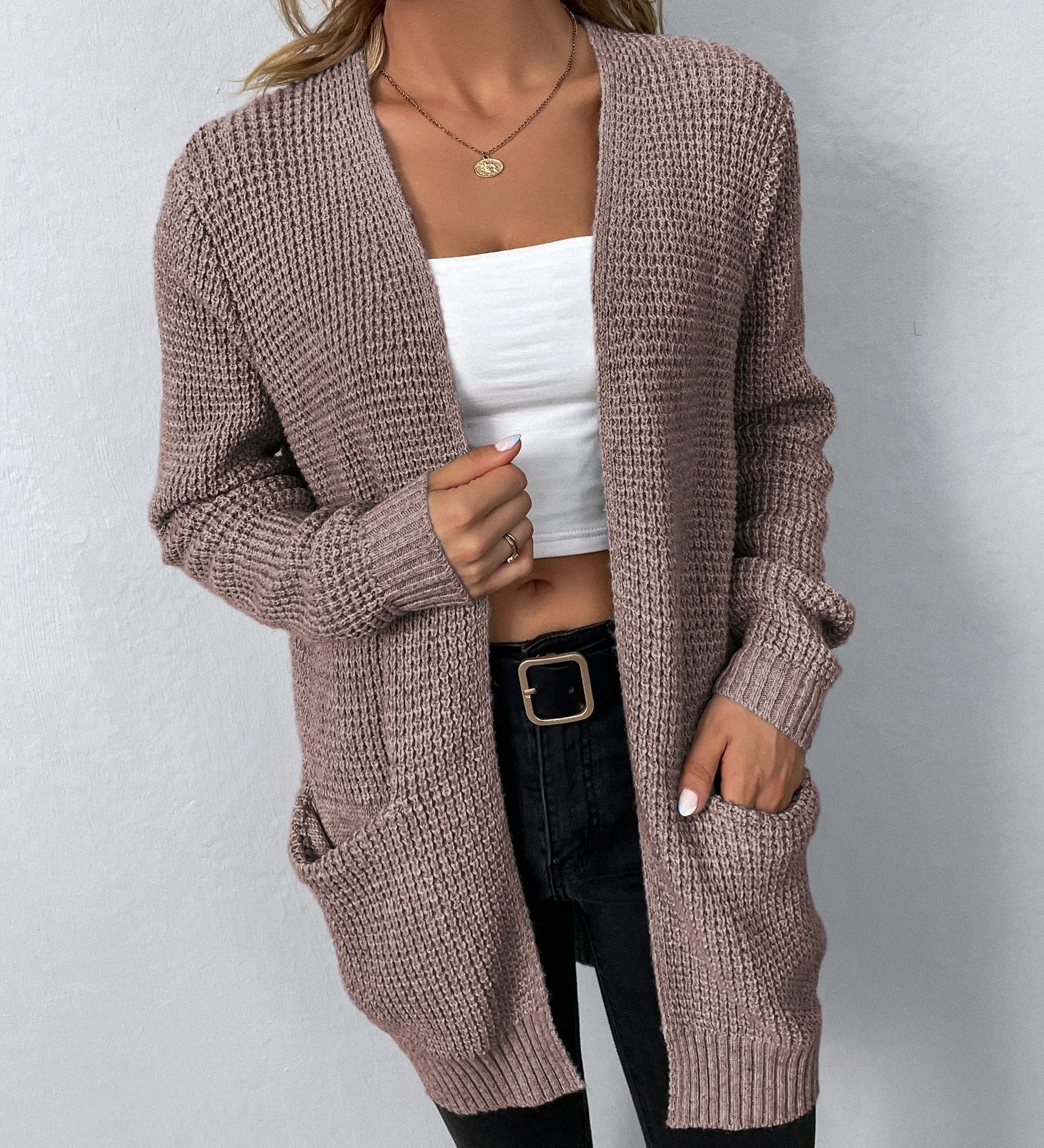 Cardigan lungo donna con tasche - Elegante e pratico