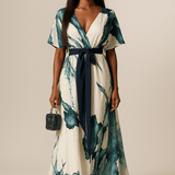 Abito lungo A Fantasia Acquerello - Abito Lungo Elegante Donna