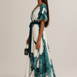Abito lungo A Fantasia Acquerello - Abito Lungo Elegante Donna