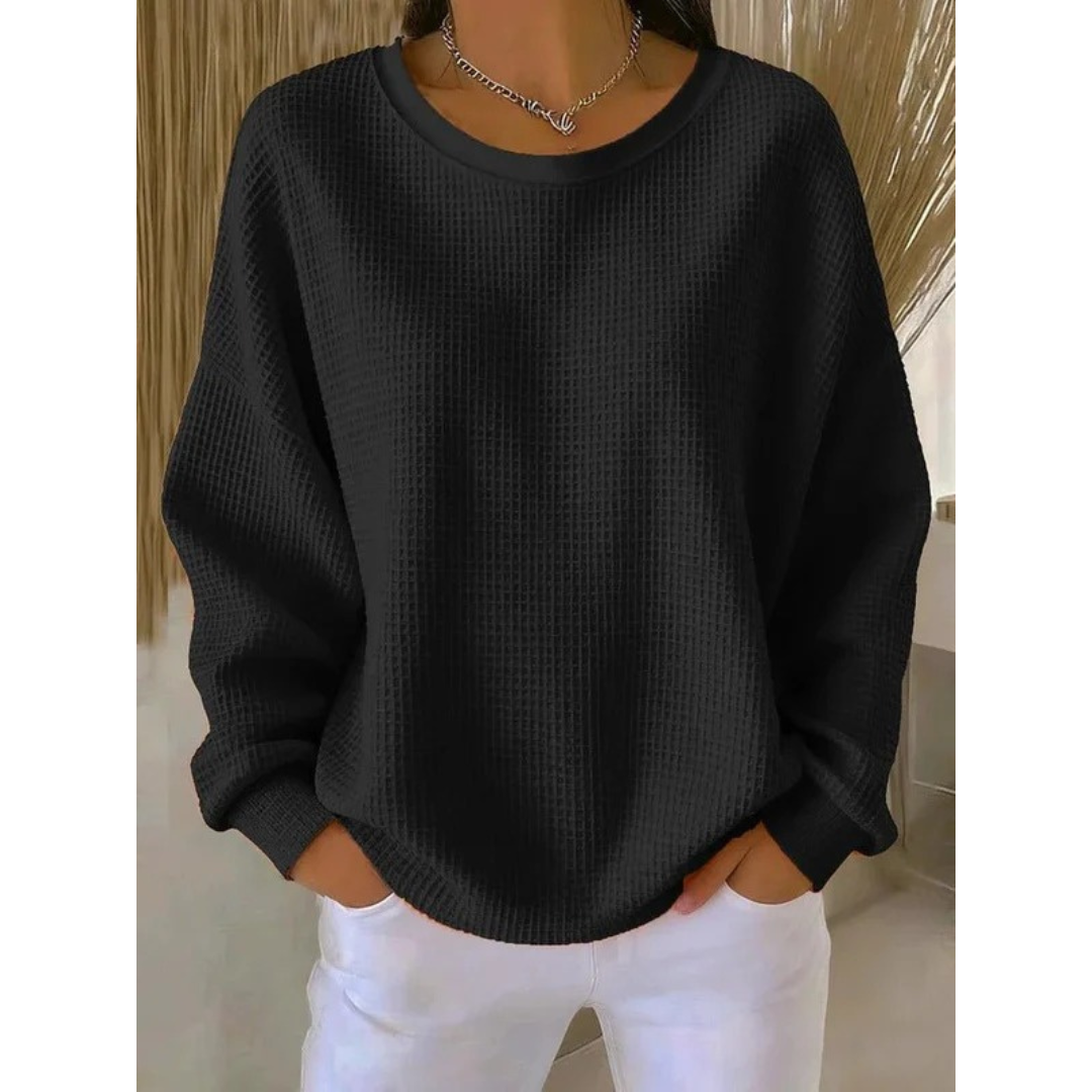 Maglione oversize da donna con texture – modello rilassato a maniche lunghe per tutti i giorni