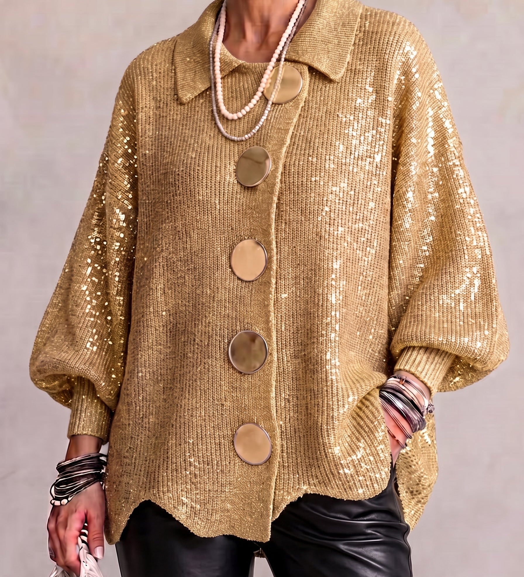 Beatrice™ | Cardigan oversize con bottoni dorati