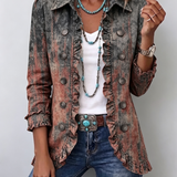 Giada™ | Giacca denim sfumata con volant