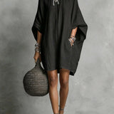 Abito casual da donna in cotone e lino