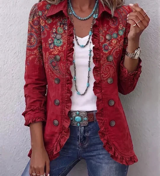 Cinzia™ | Giacca con broderie floreali e volant