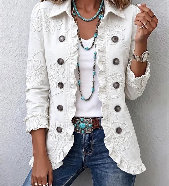 Cinzia™ | Giacca con broderie floreali e volant