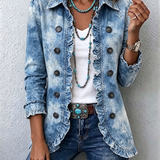 Alessandra™ | Giacca denim con volant e doppio petto