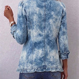 Alessandra™ | Giacca denim con volant e doppio petto