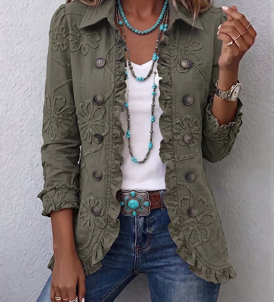 Cinzia™ | Giacca con broderie floreali e volant
