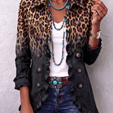 Paola™ | Giacca blazer con stampa leopardata e volant