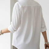 Blusa Donna in Cotone e Lino – Collo Coreano Elegante Stile Casual
