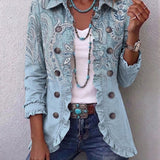 Silvia™ | Giacca denim con stampa cachemire e volant