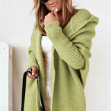 Cardigan lavorato a maglia oversize con cappuccio da donna – Strato aperto e confortevole per l’autunno e i viaggi