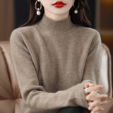 Maglione da donna in maglia fine con collo a lupetto - Pullover a maniche lunghe con bordi a coste per vestirsi a strati ogni giorno