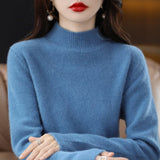 Maglione da donna in maglia fine con collo a lupetto - Pullover a maniche lunghe con bordi a coste per vestirsi a strati ogni giorno